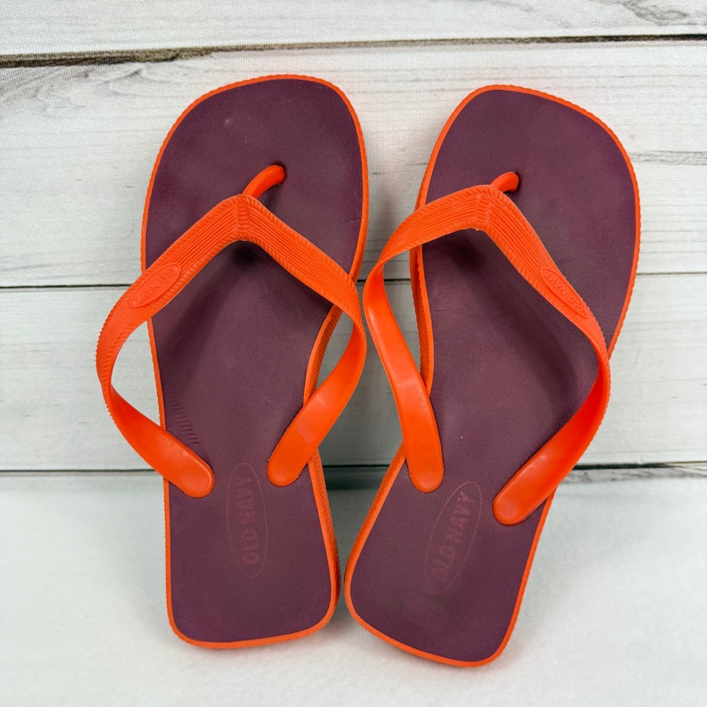 Vintage Old Navy Flip Flops Burgundy Orange Thong Sandals Womens 6-8